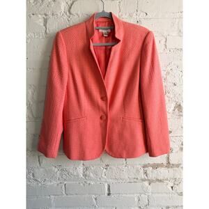 Talbots Petites Coral Textured Blazer Jacket Size 10 Petite Structured Career